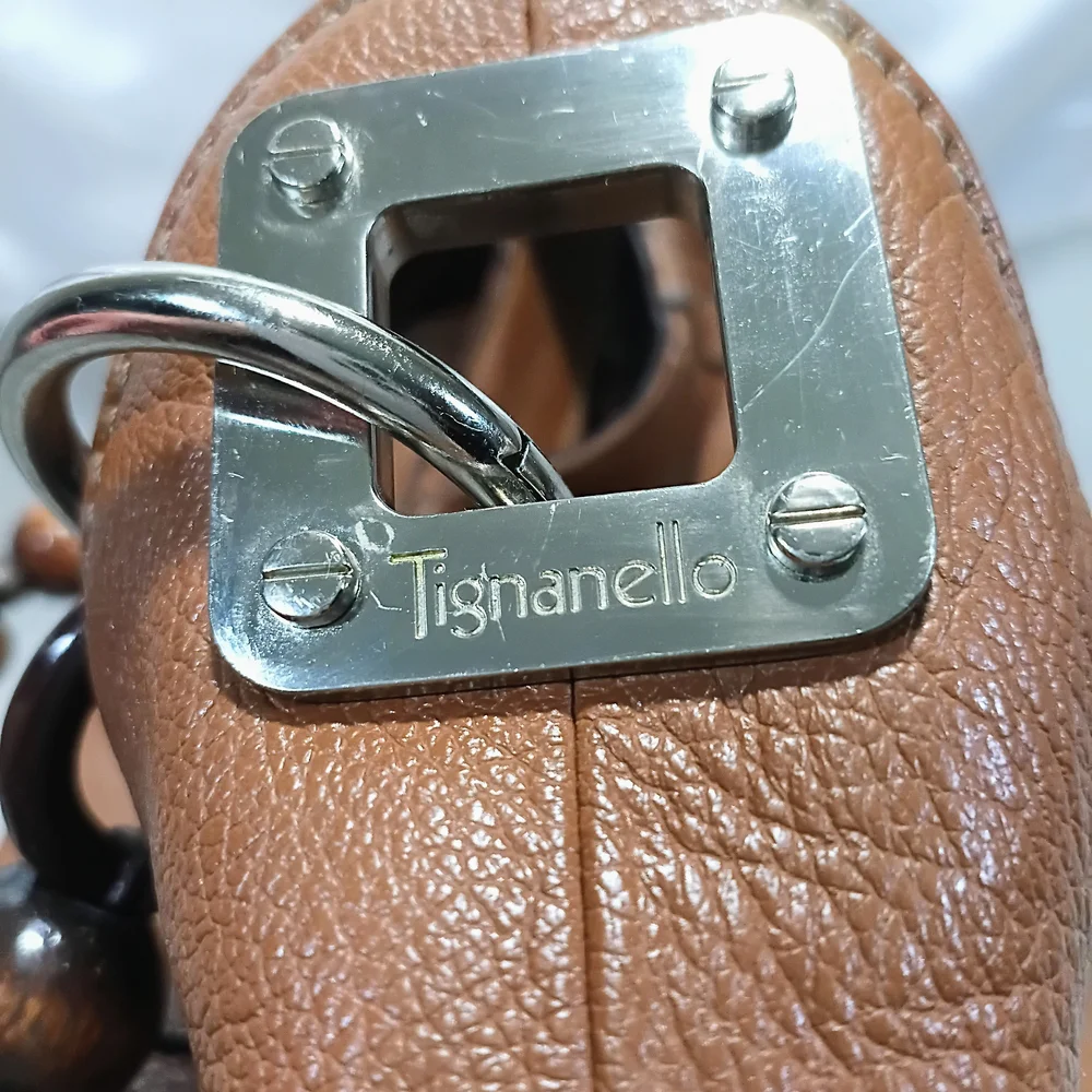 Tiganello Leather Hobo Bag With Beaded Ebellished Strap
